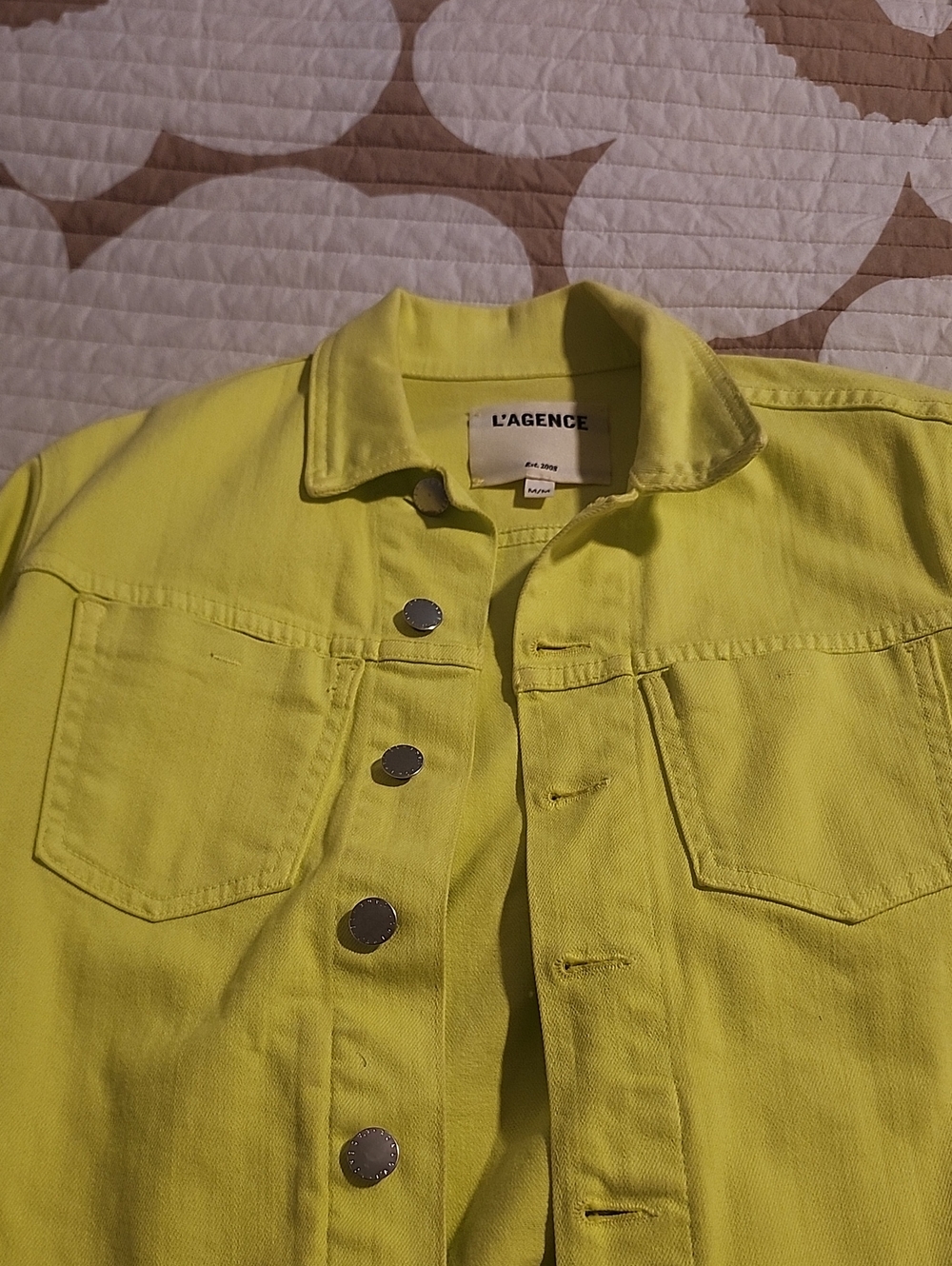L'AGENCE Neon Yellow Denim Jacket